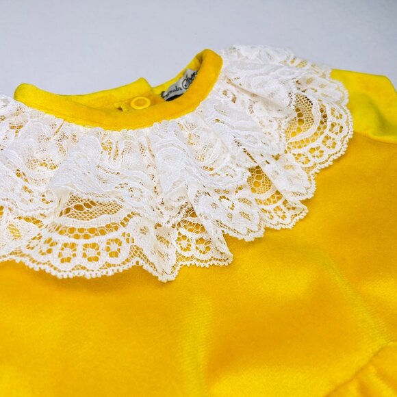 NWT Piccola Speranza Marigold Yellow Lace Ruffle Collar Bubble Romper Outfit 3m - Picture 6 of 11